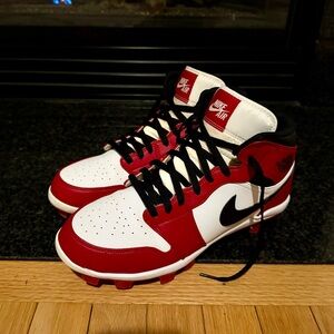 Jordan 1 Mid TD Red White and Black Cleats